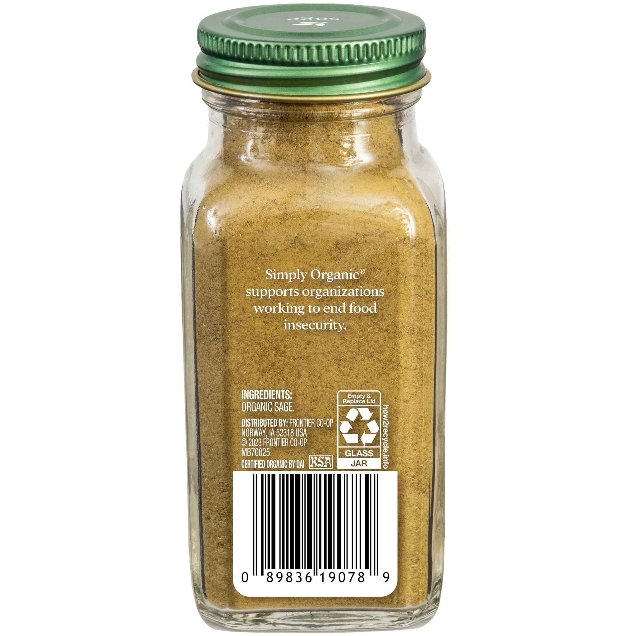 Simply Organic Ground Sage Leaf, 1.41 Ounce, Sweet Earthy Flavor, Hints of Mint, Pair with Garlic & Rosemary, Kosher, Organic