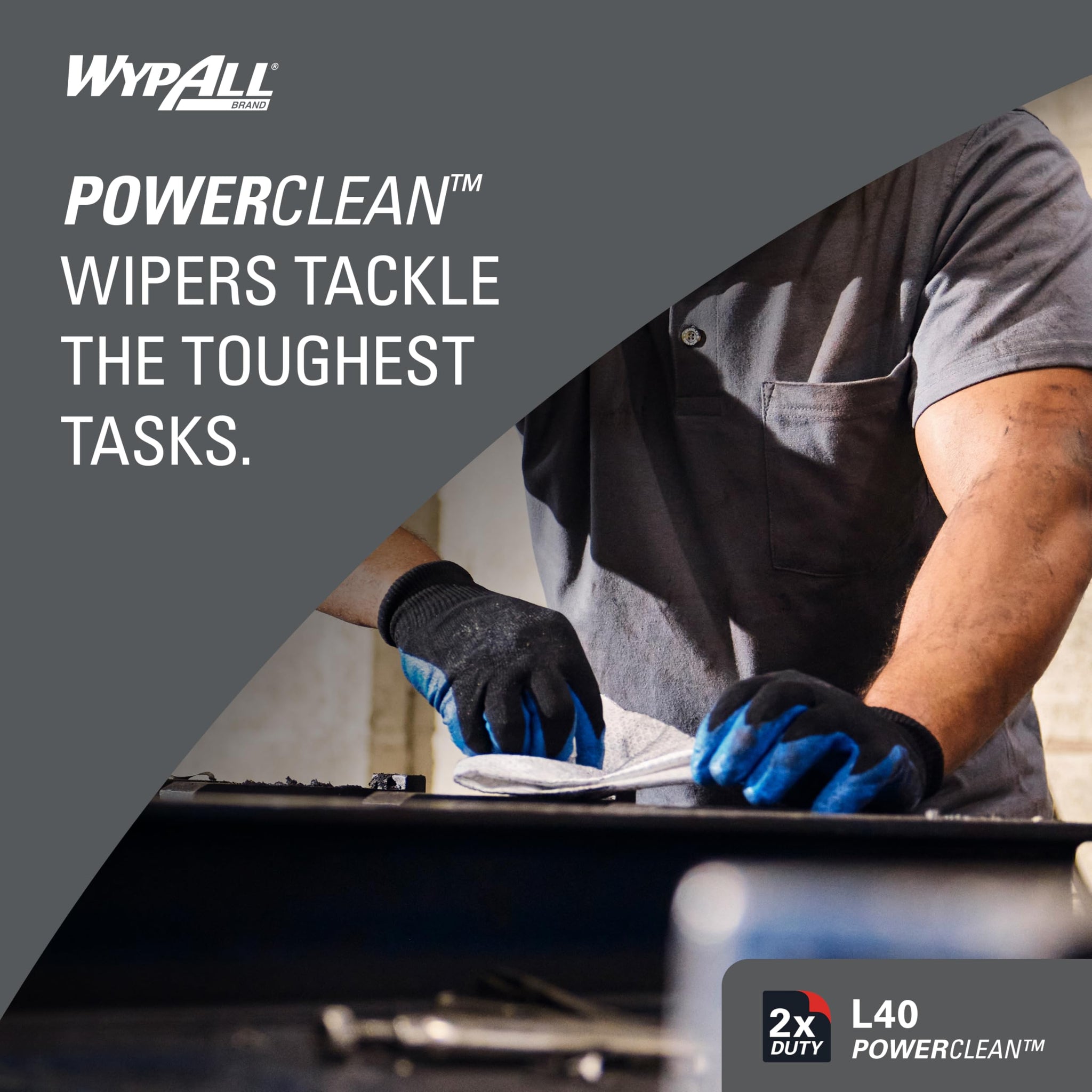 WypAll PowerClean L40 Cloths Extra Absorbent Wipes (03046), Pop-Up Box, Bulk Paper Wipers, White (9 Packs of 90 Sheets, 810 Sheet Total)
