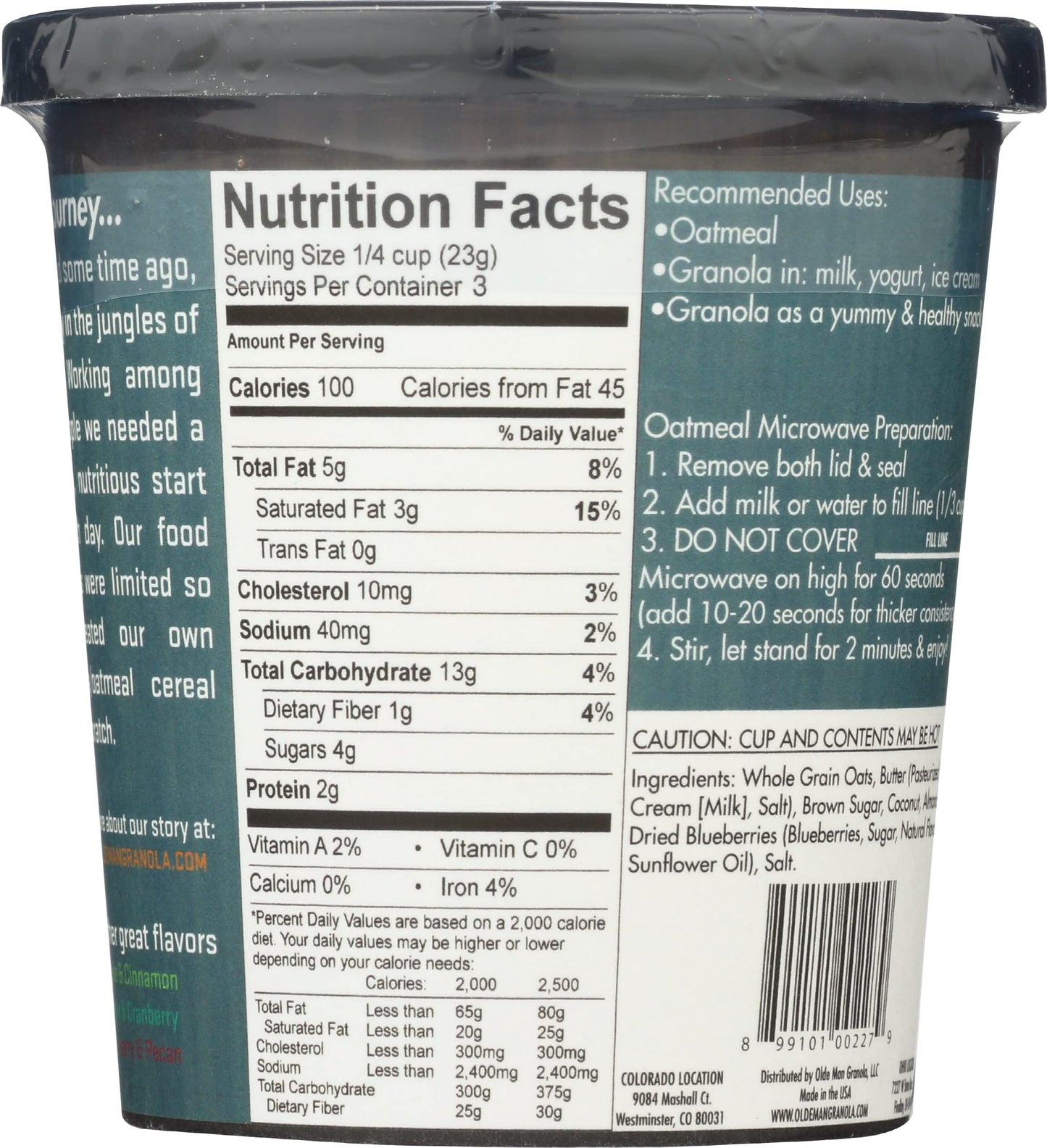Olde Man Granola, Granola Oatmeal Blueberry Almond, 2.5 Ounce