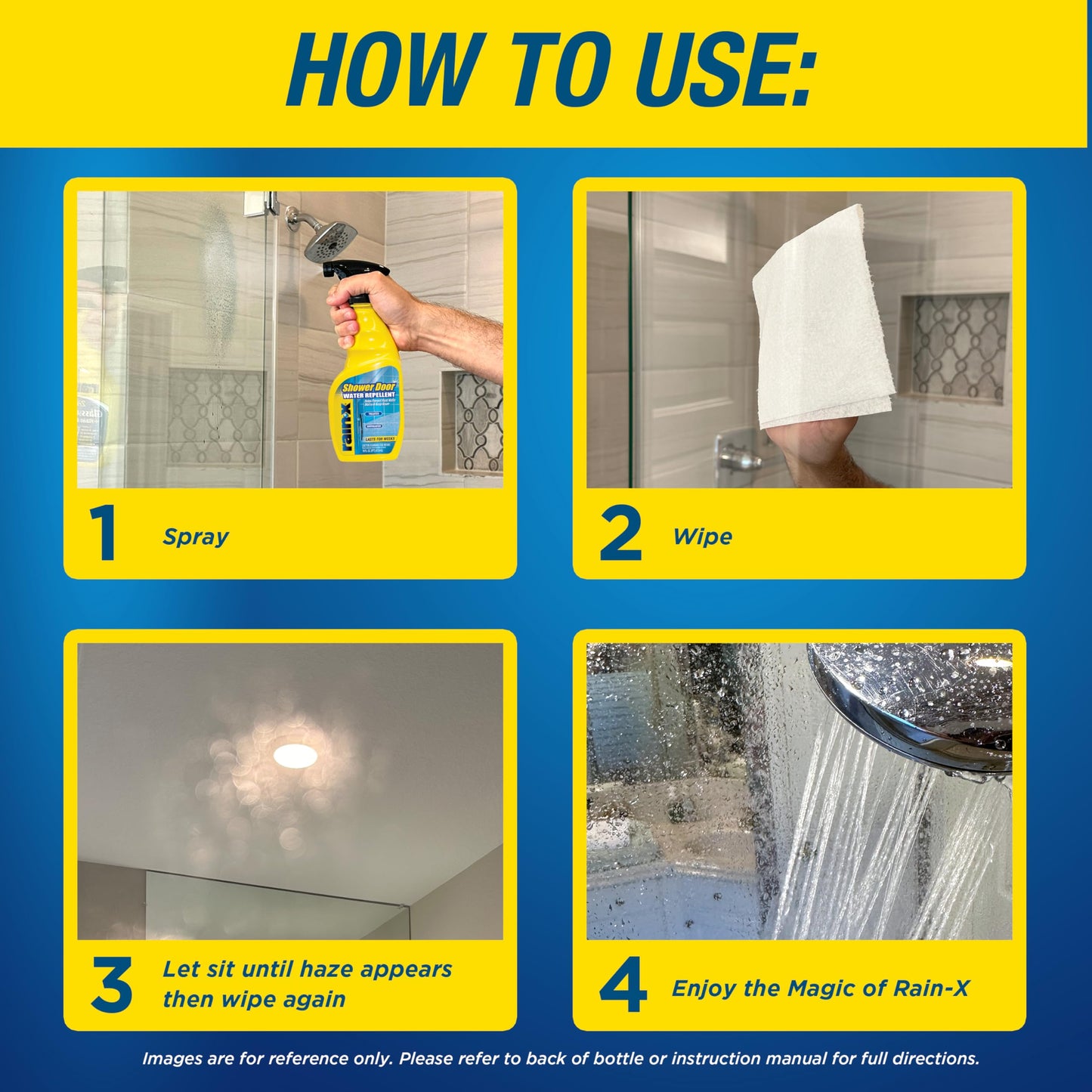 Rain-X 630542 Shower Door Water Repellent, Protects Glass Shower & Doors From Soap Residue And Hard Water Stains Leaving Your Bathroom Beautiful (Pack