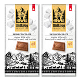 MilkBoy Swiss Chocolates Milk Chocolate Bars, Caramel Salt - 3 oz, 2 Pack