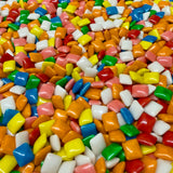 Candy Retailer Assorted Fruit Flavors Mini Chicle Chewing Gum Tabs, Candy-Coated, Square-Shaped, Bulk Unwrapped, for Vending Machines | 3 Pounds