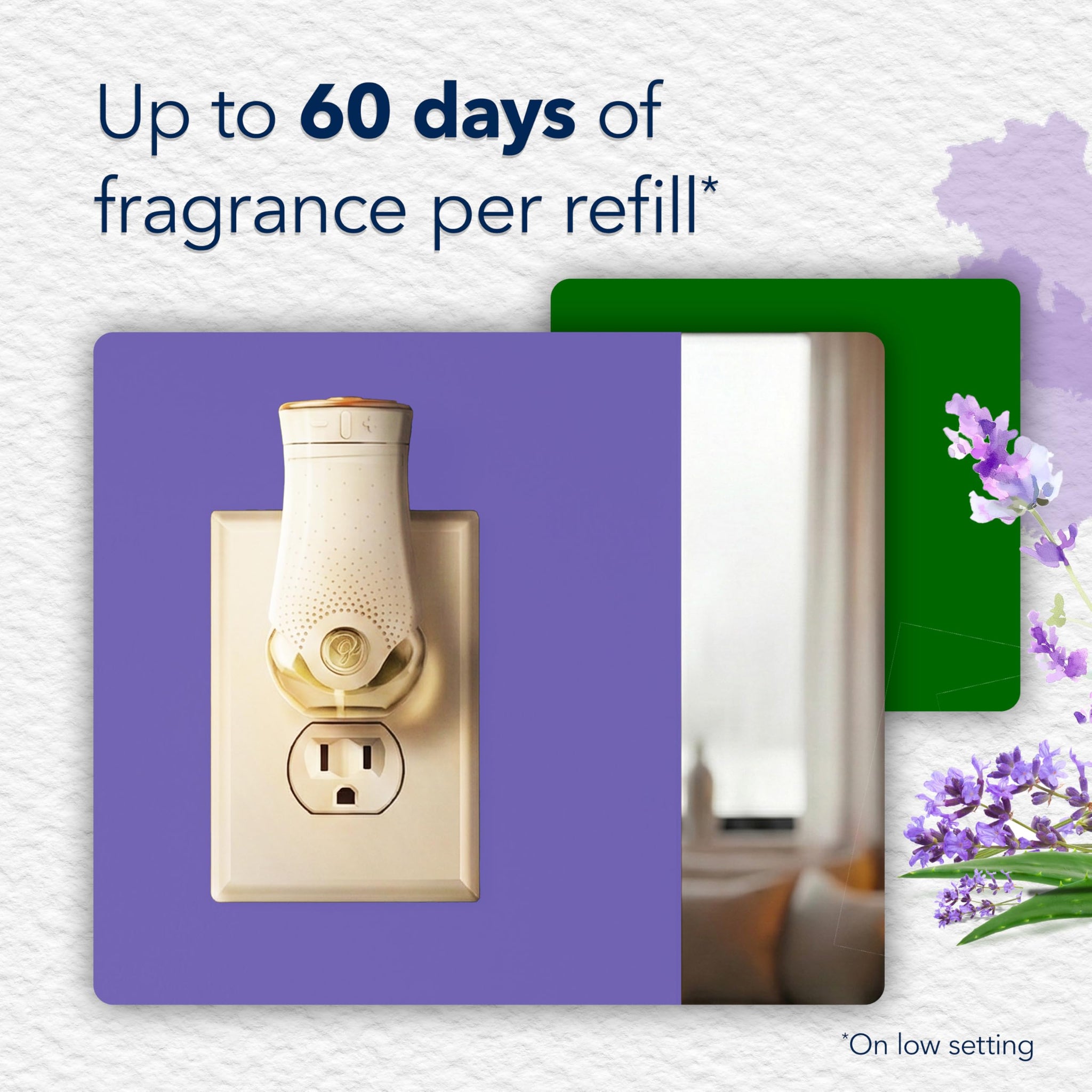 Glade PlugIns Refills Air Freshener, Scented and Essential Oils for Home and Bathroom, Tranquil Lavender & Aloe, 1.34 Fl Oz, 2 Count