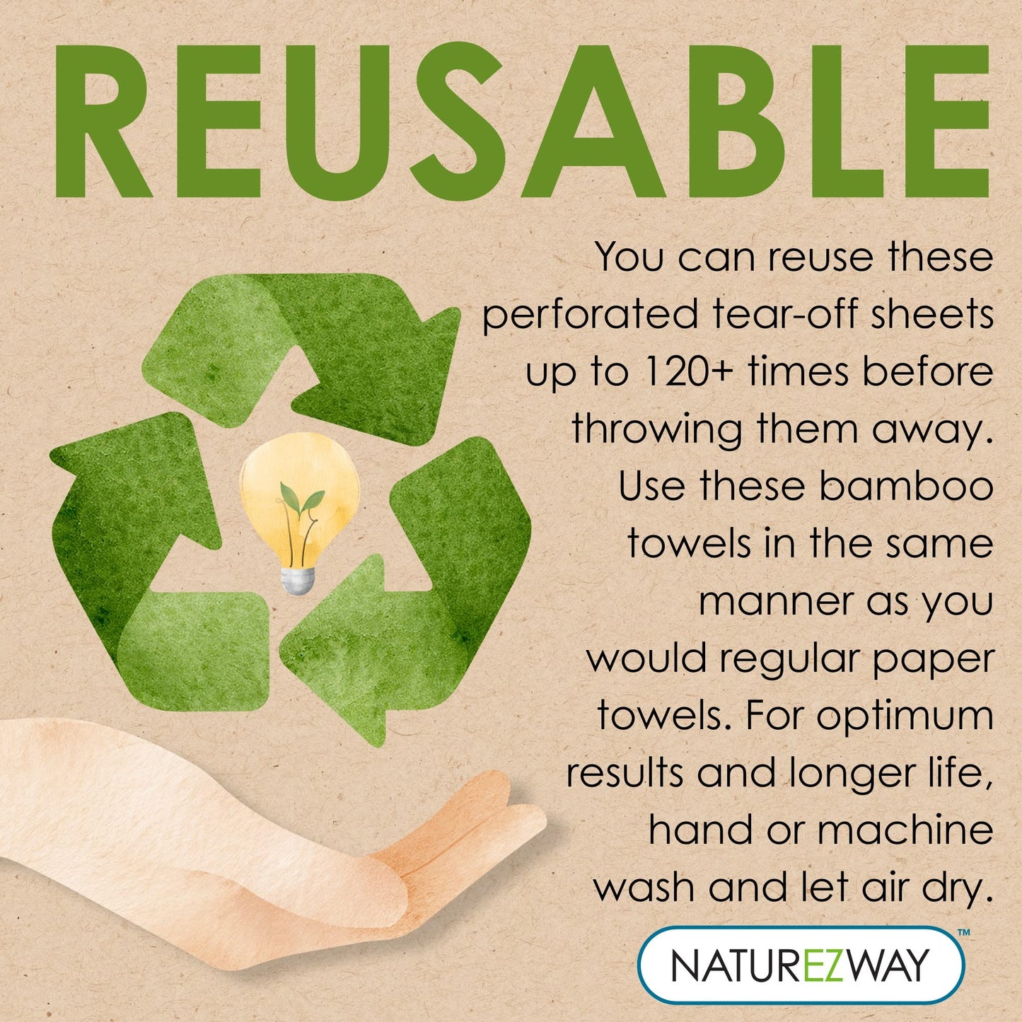 NatureZway Bamboo Perforated Towels Rayon Made from Bamboo, 25 Sheets