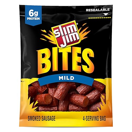 Slim Jim Bites, Mild Bite-Sized Smoked Sausage Snacks, 3.75 oz.