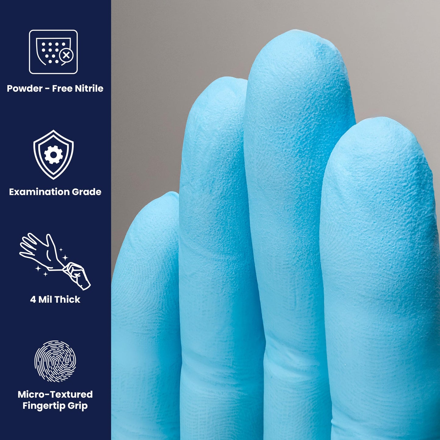 Adenna Miracle 4 mil Powder-Free Nitrile Exam Gloves, Medical Grade, Blue, X-Small, Box of 200