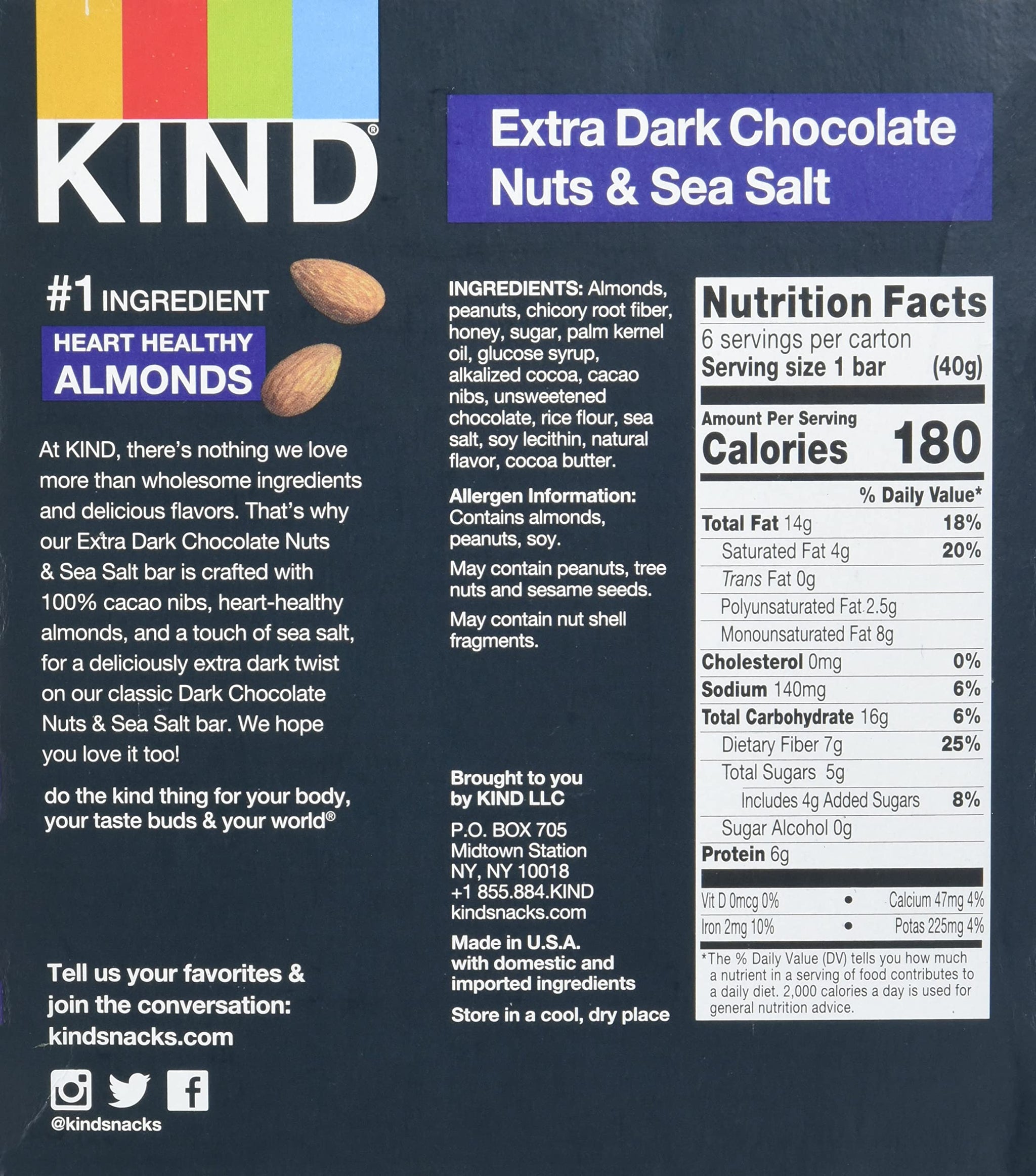 KIND Extra Dark Chocolate, 8.4 Oz (Pack Of 6)