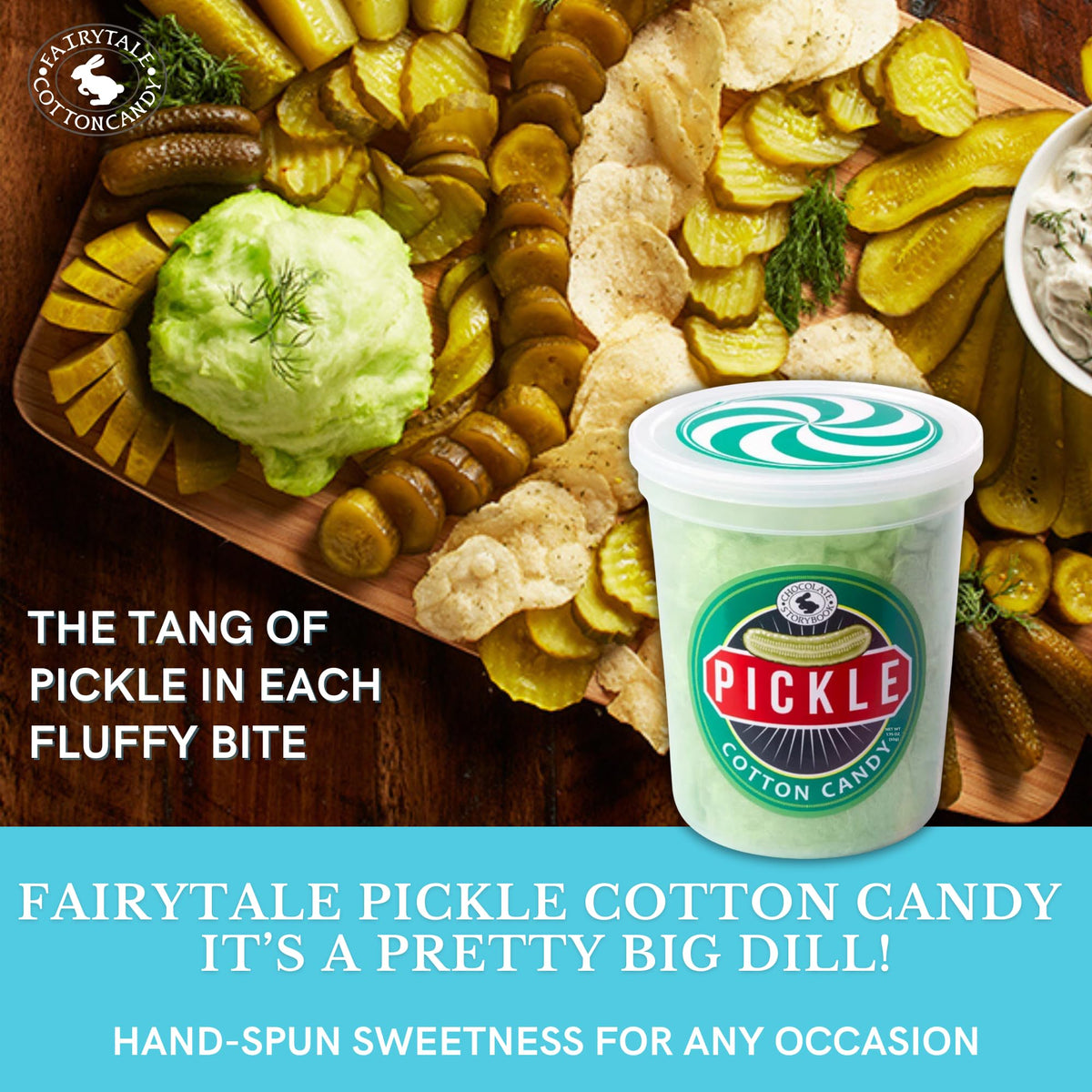 CHOCOLATE STORYBOOK Gourmet Flavored Cotton Candy - Unique Idea for Holidays, Birthdays, Gag Gifts, Party Favors (Pickle, 1.75 oz, 2-Pack)