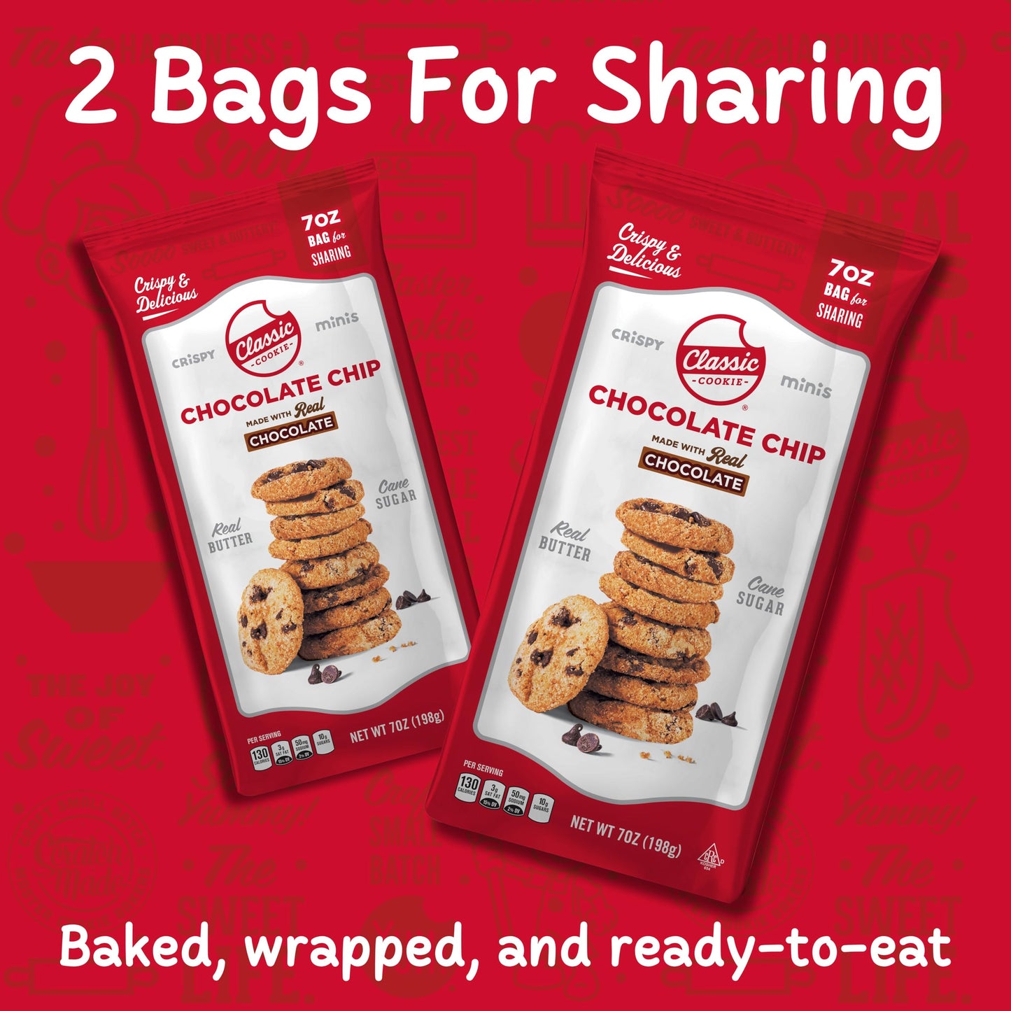 Classic Cookie, Crispy Mini Cookies, Chocolate Chip 7oz, 2 Bags