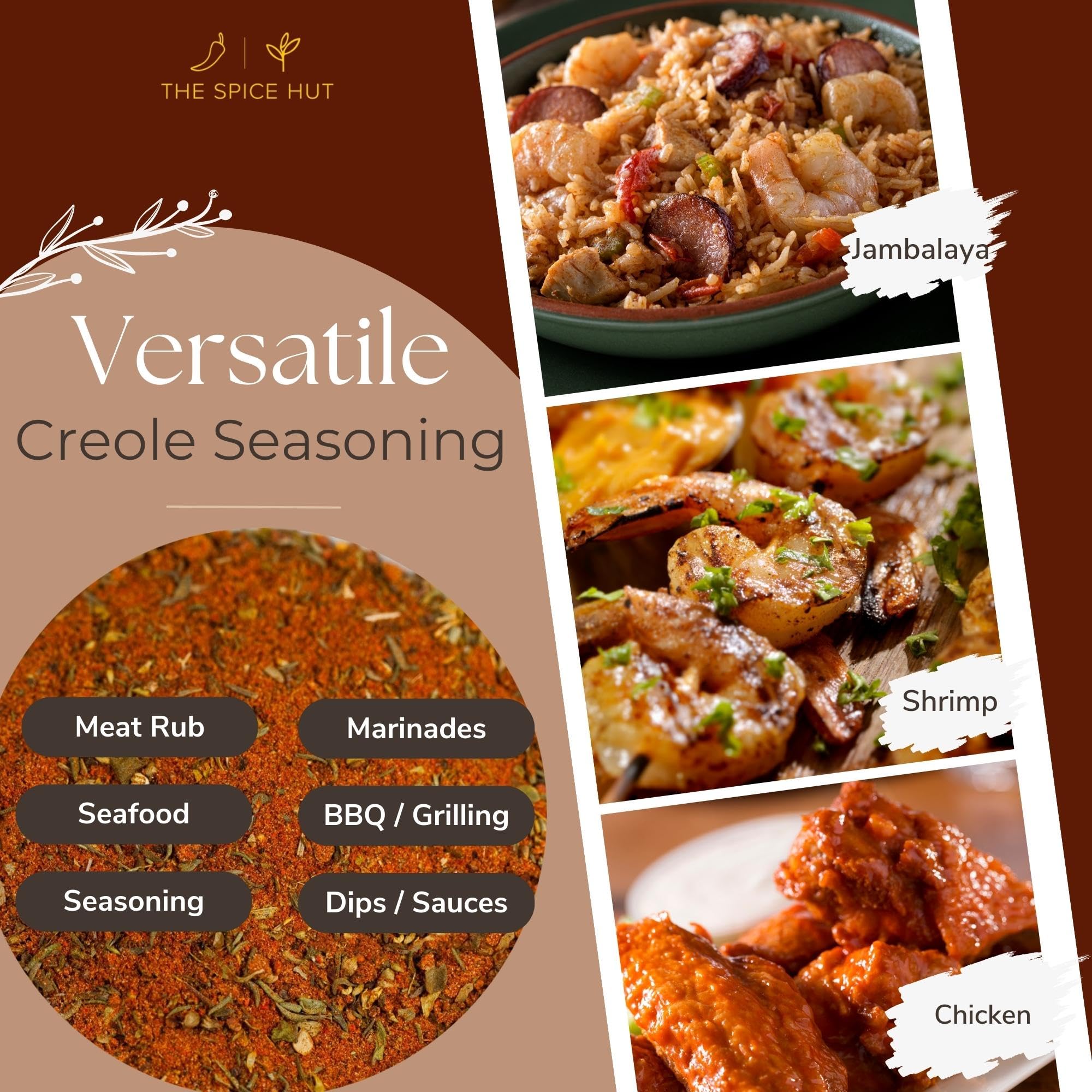 Organic Creole Seasoning, Cajun/New Orleans/Louisiana Cooking, Gumbo & Jambalaya, Bulk Pouch, Salt Free, 16 Oz, The Spice Hut