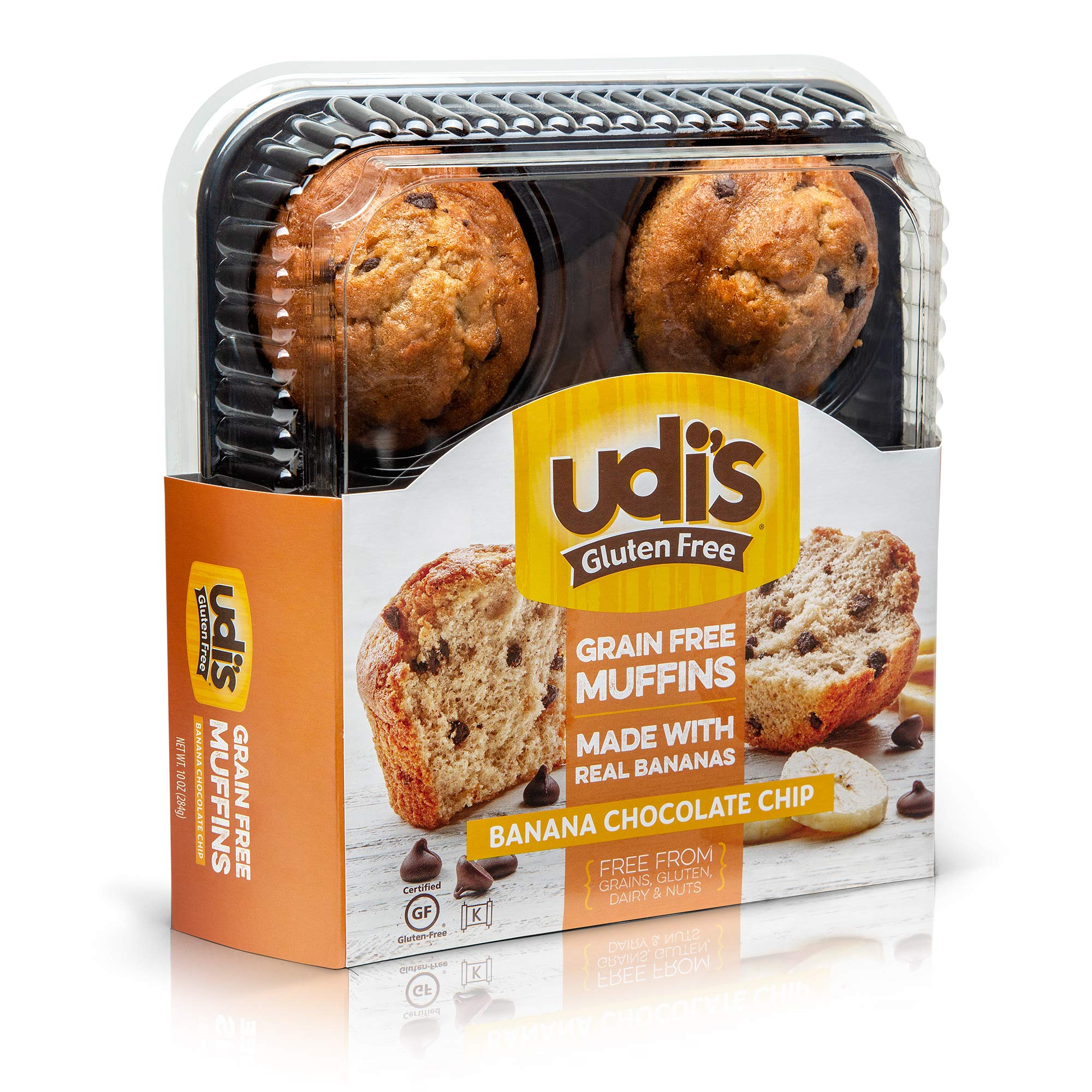 Udi's Gluten Free Banana Chocolate Chip Muffins, Frozen, 10 oz. 4-Count