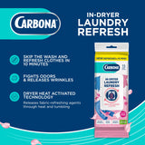 Carbona Laundry Refresh Dryer Sheets 15ct | Odor Eliminator, Wrinkle Releaser, Fabric Softener | Heat-Activated, Static Reducer, Prevents Shrinking