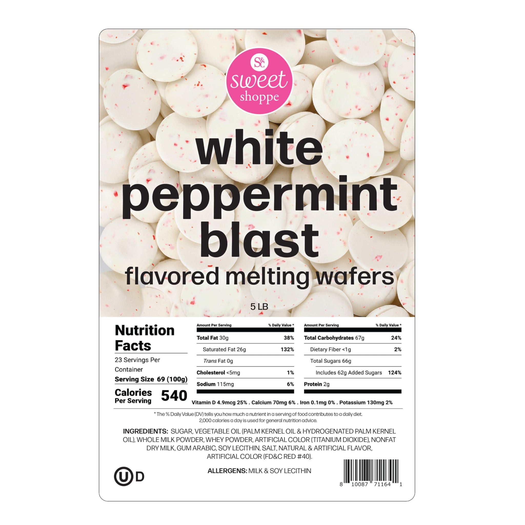Sweet Shoppe White Peppermint Blast Flavored Melting Wafers, 5 pounds