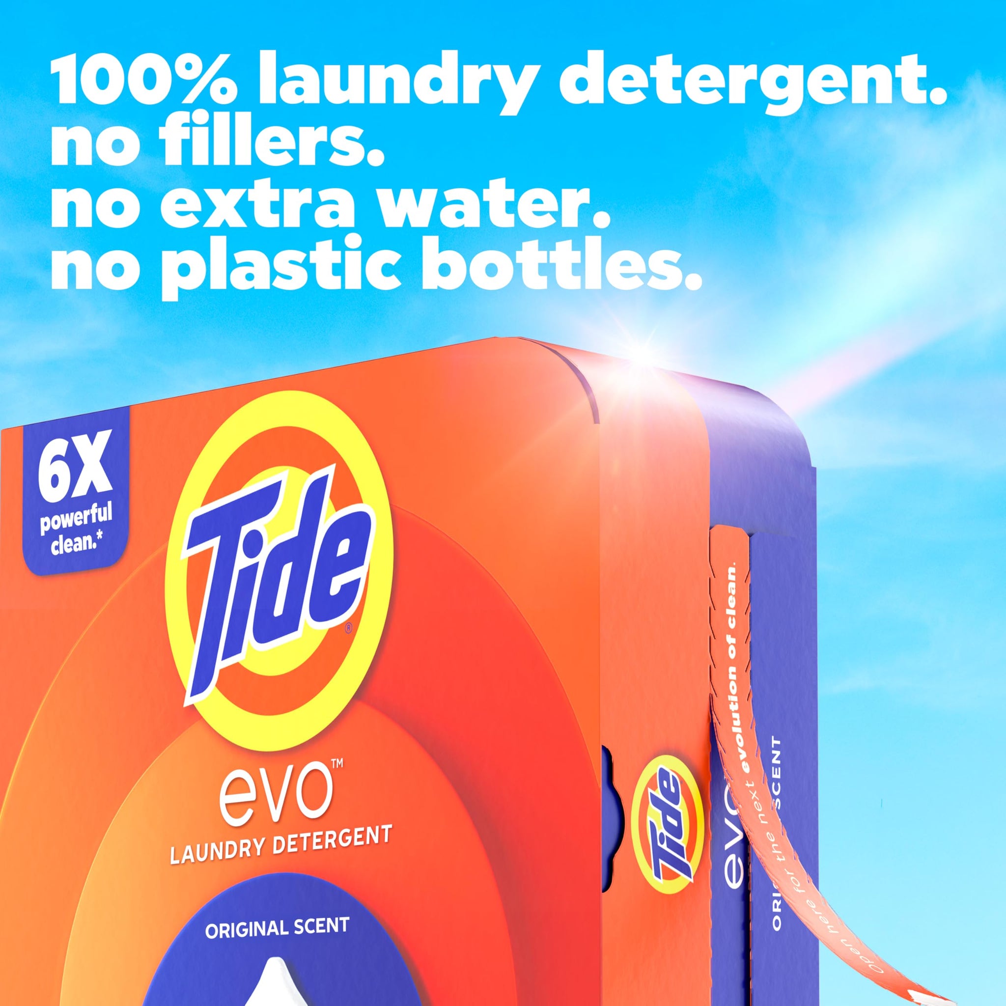 Tide evo Laundry Detergent Original Scent Works on 100% of Common Stains Concentrated Travel Detergent HE Compatible and Instant Dissolve Fights