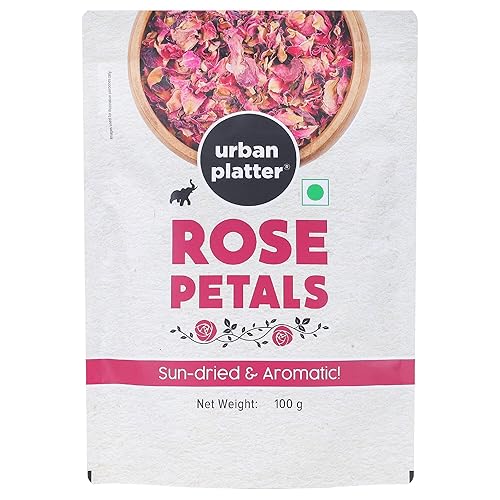 Urban Platter Dried Rose Petals | 3.53 Oz/100g | Edible Gulab Patti | Natural & Pure Aromatic Flower Petals | Used in Herbal Tea, Baking, Desserts