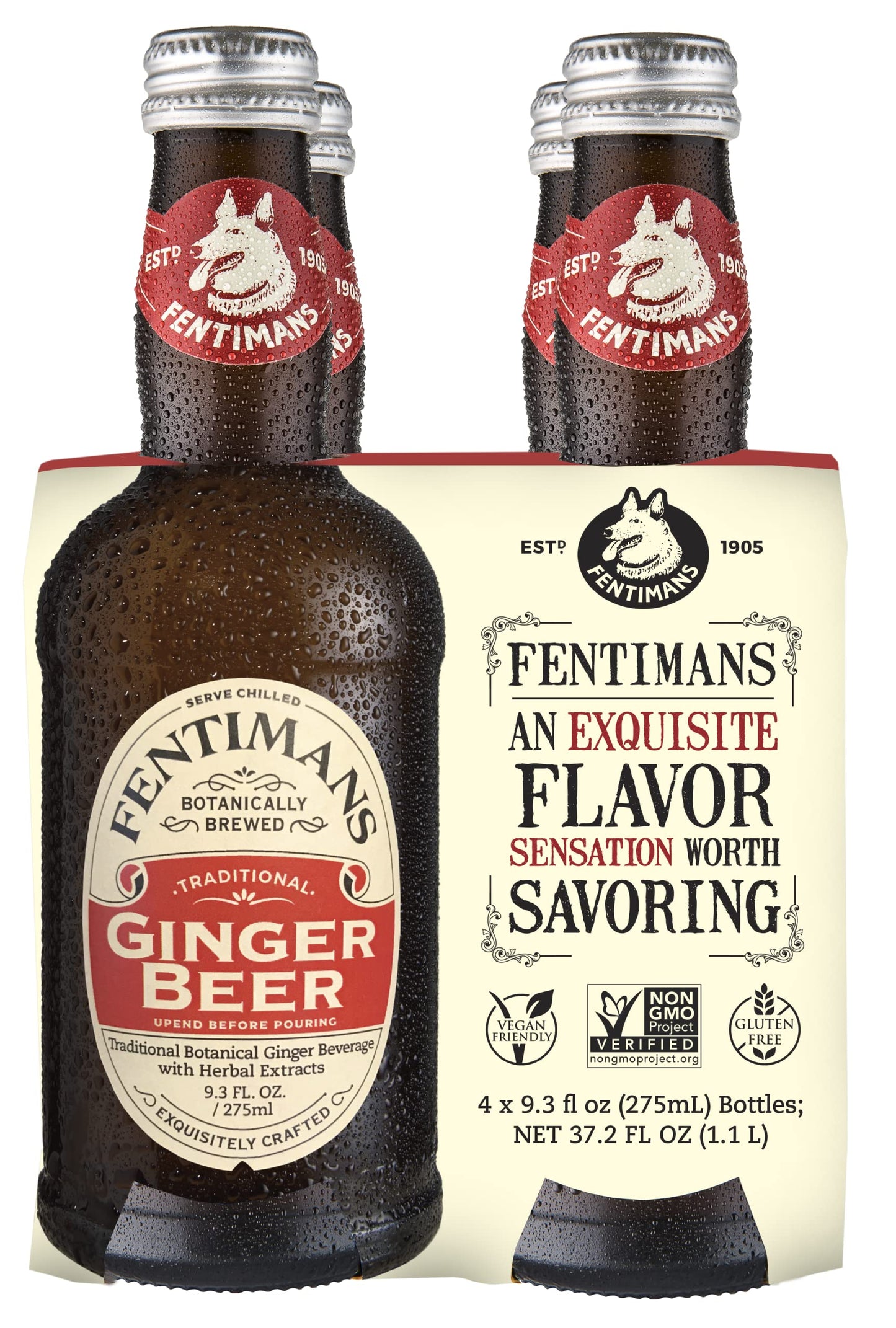 Fentimans Sparkling Ginger Beer - Ginger Ale, Ginger Beer Non Alcoholic, Craft Soda with Herbal Extracts & Natural Ingredients, Botanically Brewed