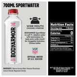 BODYARMOR SportWater Alkaline Water, High Alkaline Bottled Water, pH 9+, 700mL (24 Pack), Refreshing Electrolyte Drink Pack, Wide Mouth Bottle