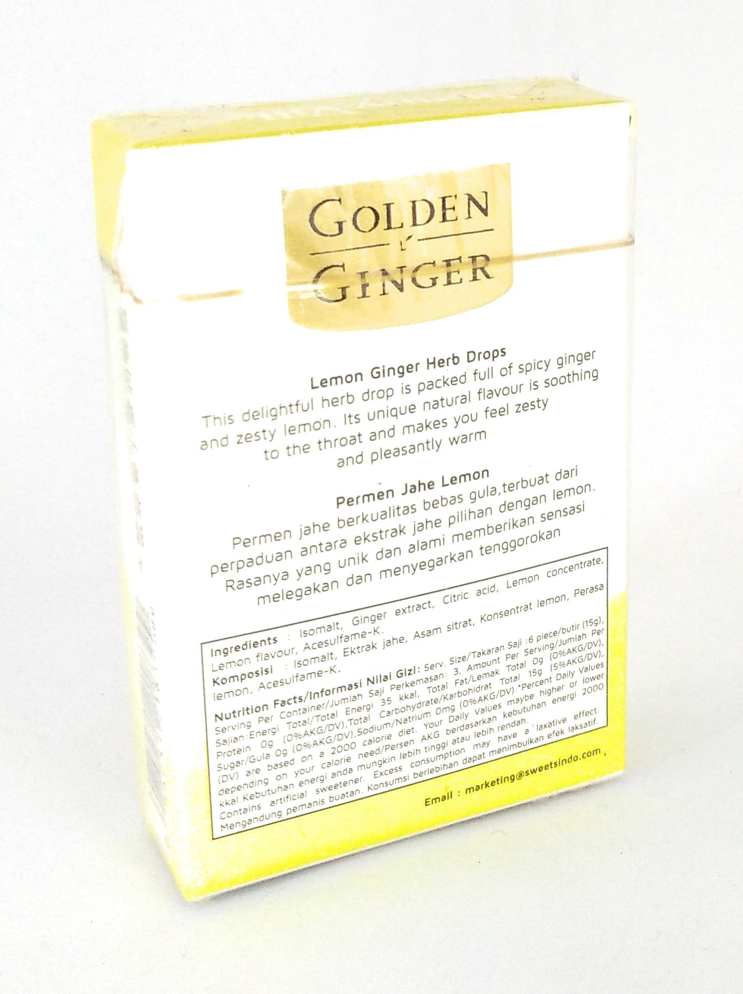 Golden Ginger Herb Drops Lemon Gingerine (sugar free), 45 Gram (Pack of 4)