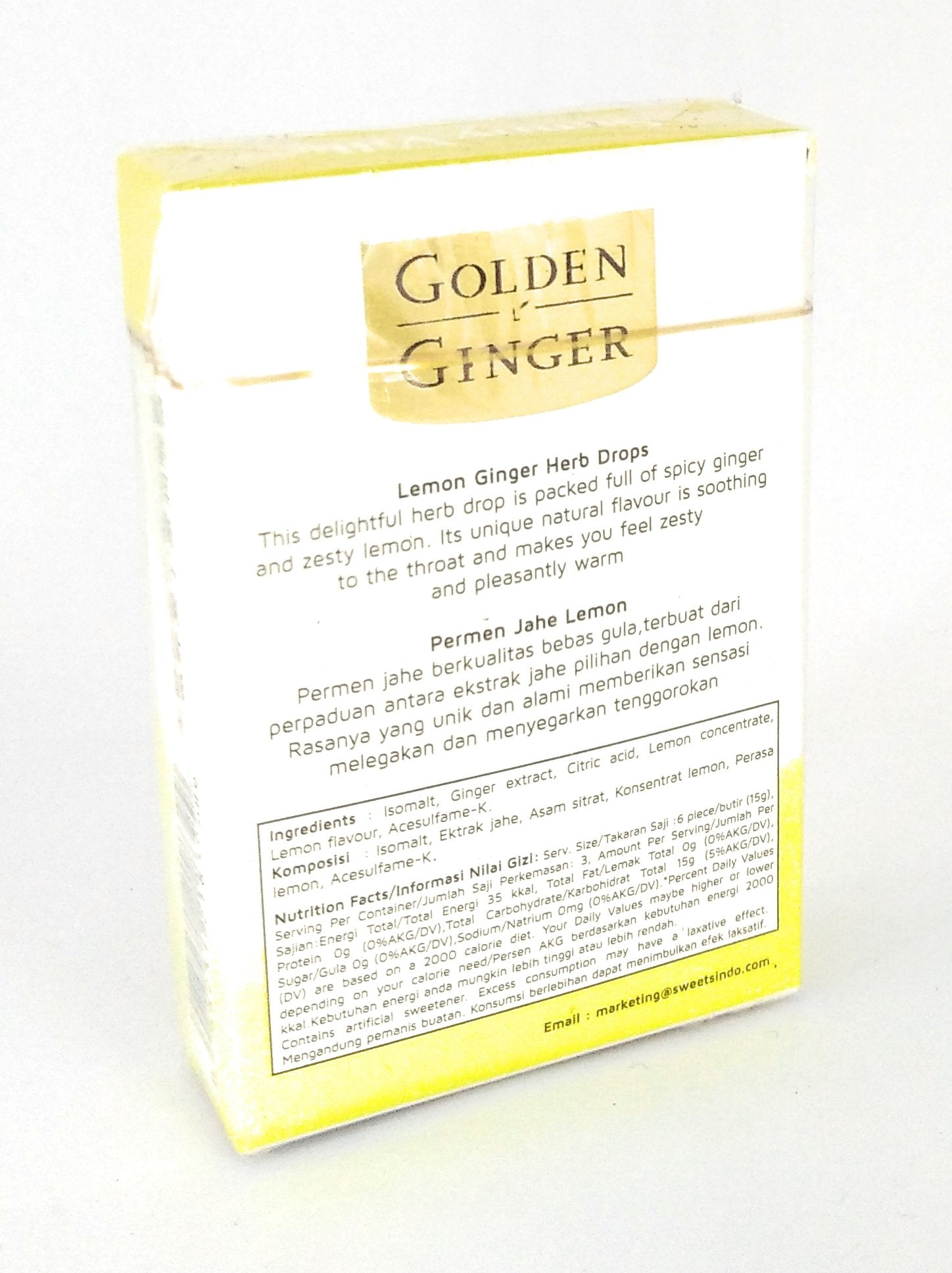 Golden Ginger Herb Drops Lemon Gingerine (sugar free), 45 Gram (Pack of 4)