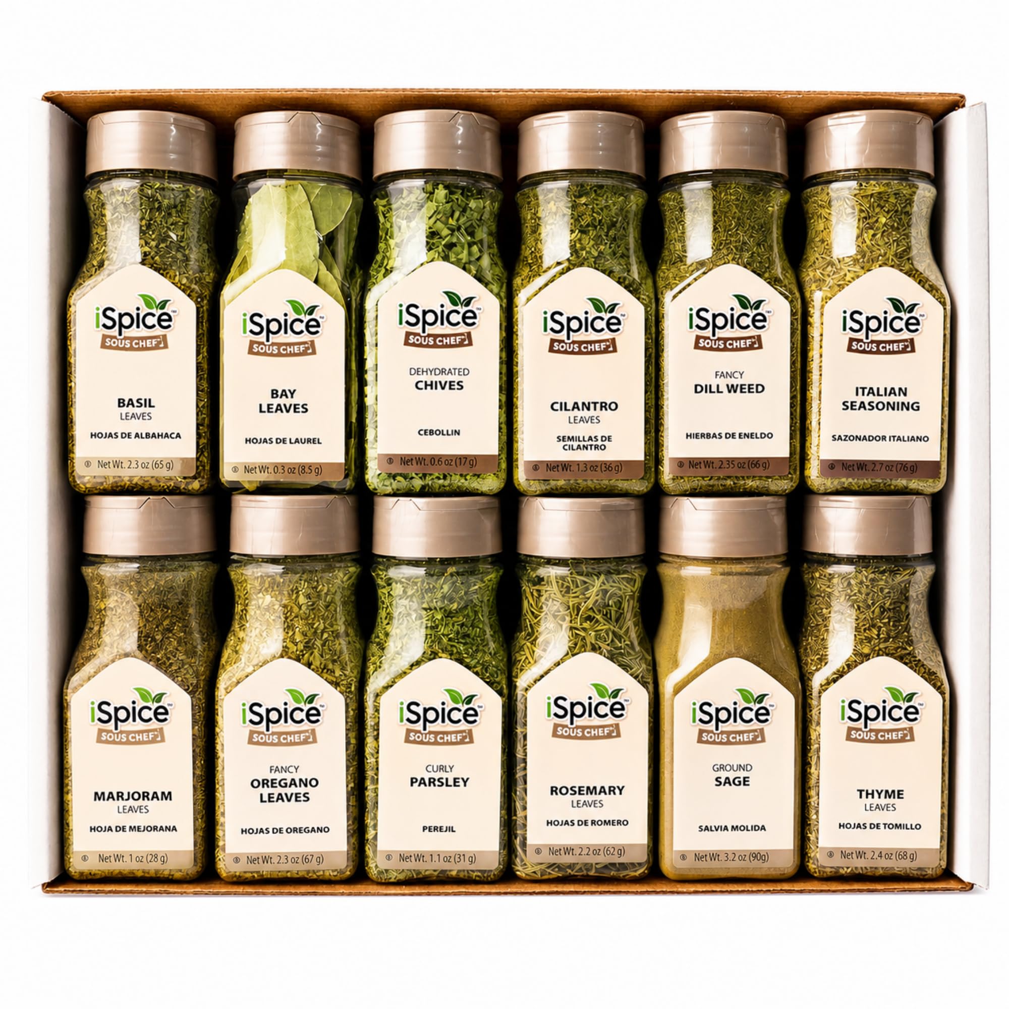 iSpice 48-Pack Starter Spice Set - Essential Herbs, Spices & Seasonings for Cooking - Kitchen Gift Set for Home Cooks - All-Natural, Kosher, Non-GMO