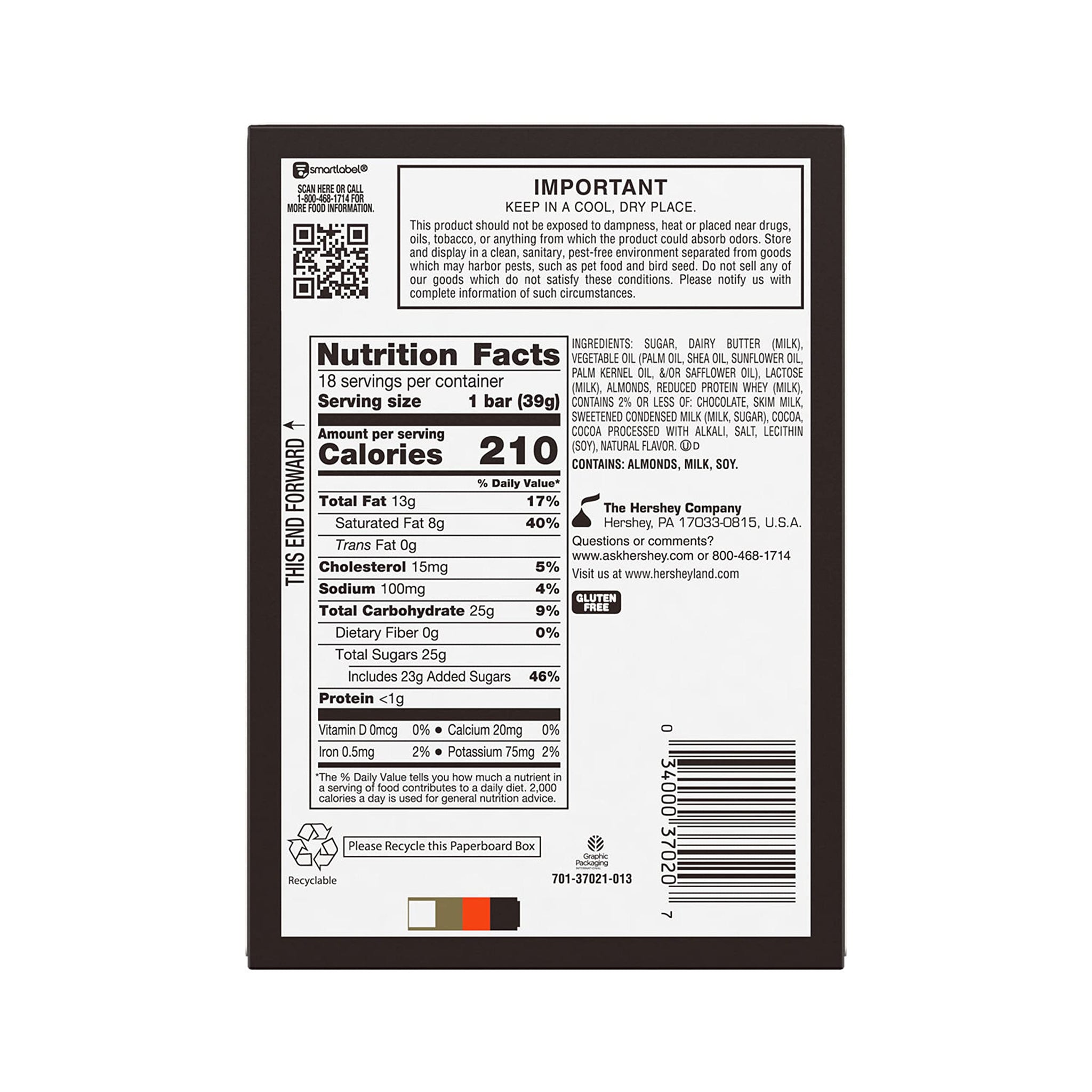 SKOR Crisp Butter Toffee and Chocolate Candy Bars, 1.4 oz (18 Count)
