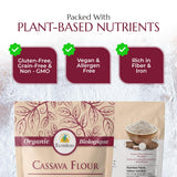 Ecoideas Organic Cassava Flour 500g - Gluten-Free, Grain-Free, Non-GMO - Ideal for Baking and Cooking - High Fiber, Iron-Rich, Perfect for Healthy