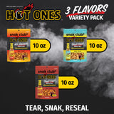 Snak Club x Hot Ones Snack Mix, Hot Habanero, Sweet Smoky, and Tangy Chili, Spicy Snacks with Peanuts, Pretzels, Sesame Sticks, Toasted Corn, Cashews