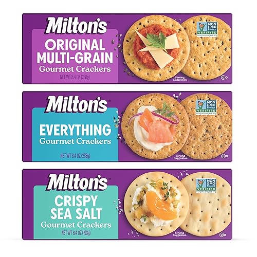 Milton's Craft Bakers Gourmet Crackers Variety Bundle (Multi-Grain, Everything, Crispy Sea Salt) - Non-GMO Project Verified, All Natural Ingredients