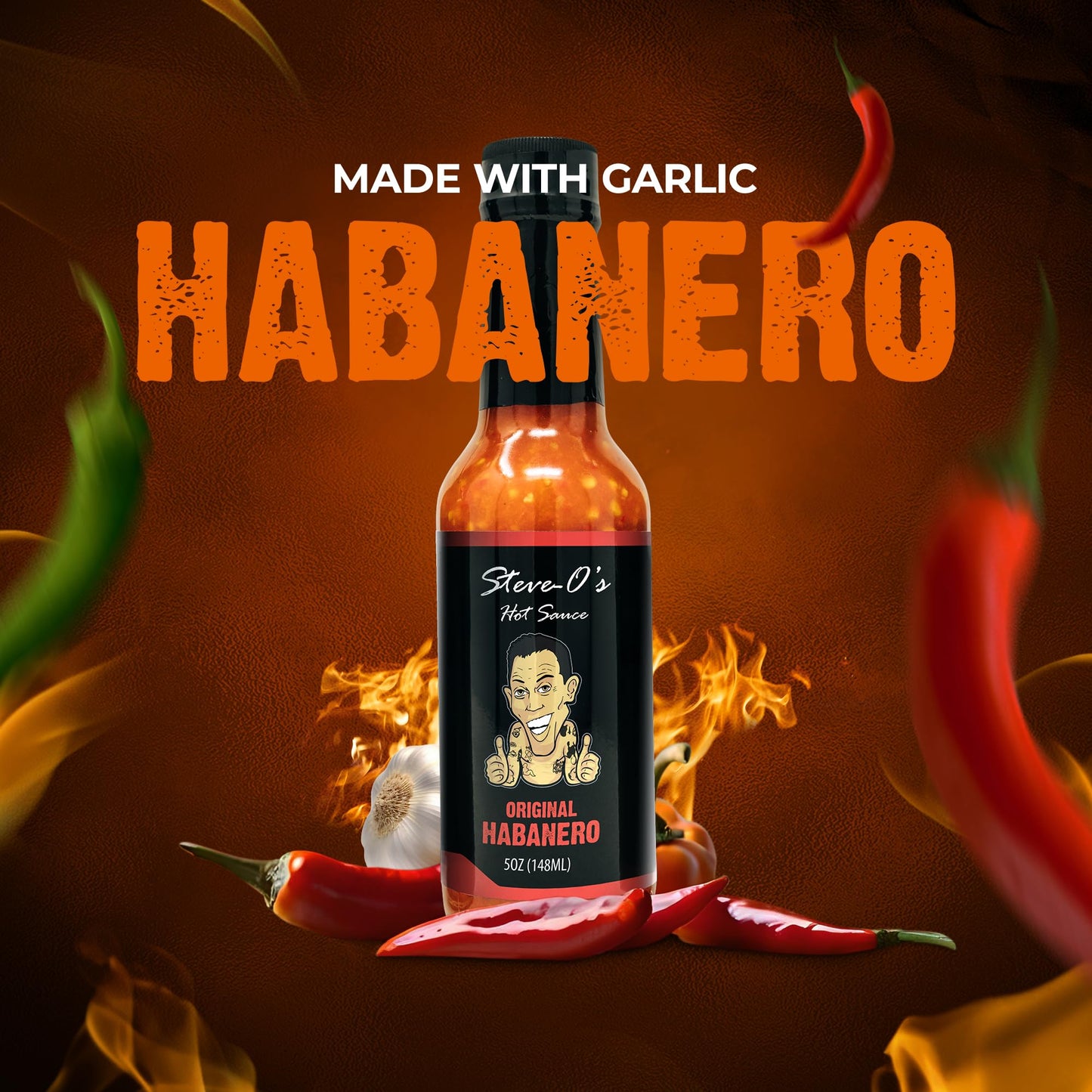 Steve-O's Hot Sauce - Habanero Hot Sauce | Garlic Habanero Hot Sauce for Tacos, Burgers, Nachos, Eggs, BBQ (148 ml)