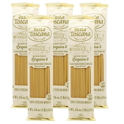 Pasta Toscana | Bronze Die Pasta | Italian Durum Wheat Semolina | Bronze die Pasta, 16 oz (Pack of 5, Linguine)