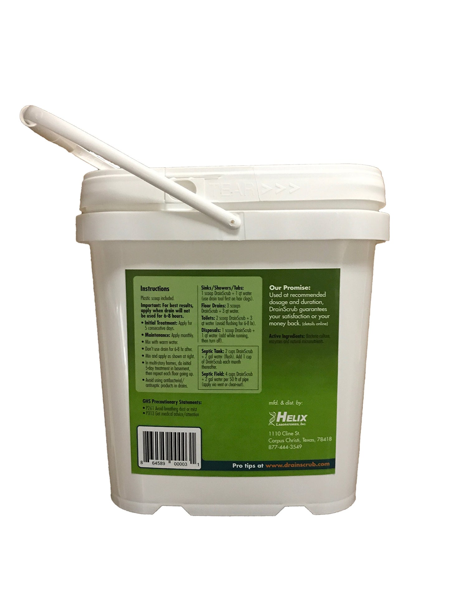 DrainScrub Powder Enzyme Drain Cleaner and Septic Treatment Environmentally Friendly Bacteria Unclog and Deodorize Pipes (10 lbs)