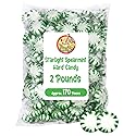 Starlight Spearmint Candy - 2 Pound Bulk (Approx 170 Pieces) Individually Wrapped Mints - Refreshing Green & White Spearmint Hard Candy Discs