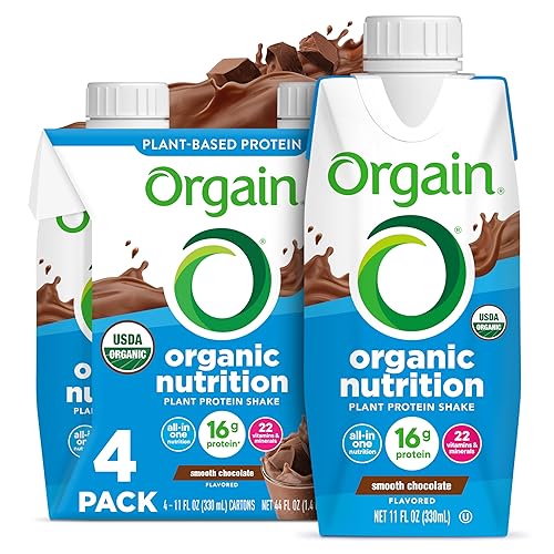 Orgain Organic Nutritional Vegan Protein Shake, Smooth Chocolate - 16g Plant Based Protein, Meal Replacement, 22 Vitamins & Minerals, Fruits