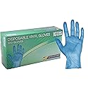 Blue Disposable Vinyl Gloves, Stauffer Defense, Powder Free, 10" Long Cuff, Tough & Strong - 2XL (Box of 100)