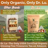 Dr. Lu’s Organic Ginseng Five Treasures Tea Kidney Tea | Ginseng Six Treasures tea for Kidney Cleanse Detox & Repair with Maca Root in Corn Fiber