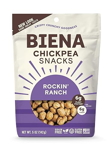 BIENA Rockin' Ranch Chickpea Snacks | Gluten Free | Vegan | Dairy Free | Plant-Based Protein (Single 5 oz. Bag)