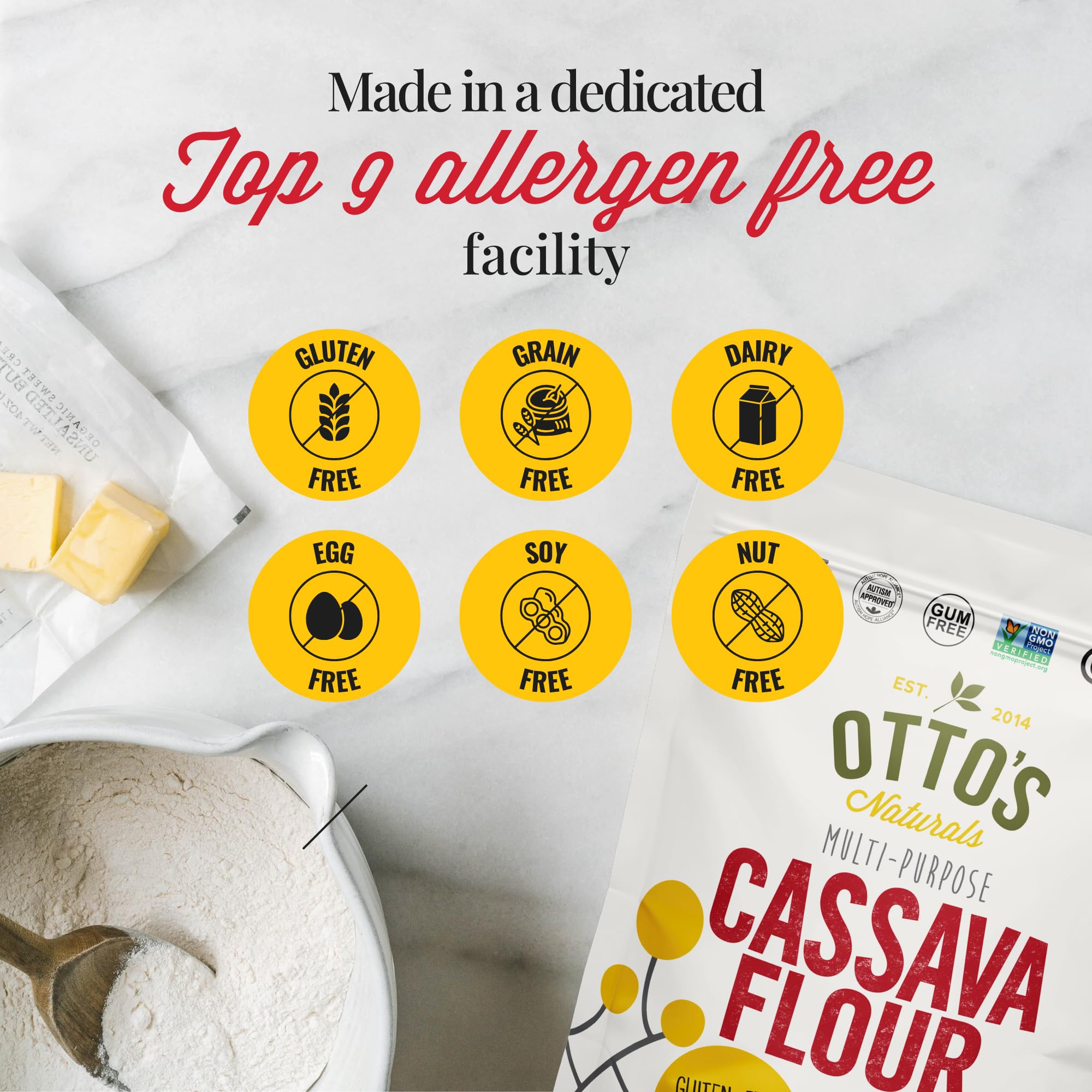 Otto's Naturals Multi-Purpose Cassava Flour, Non-GMO, Gluten-Free, Grain, Nut and Gum-Free, 1-to-1 Wheat Alternative, Paleo, AIP, 15 lb