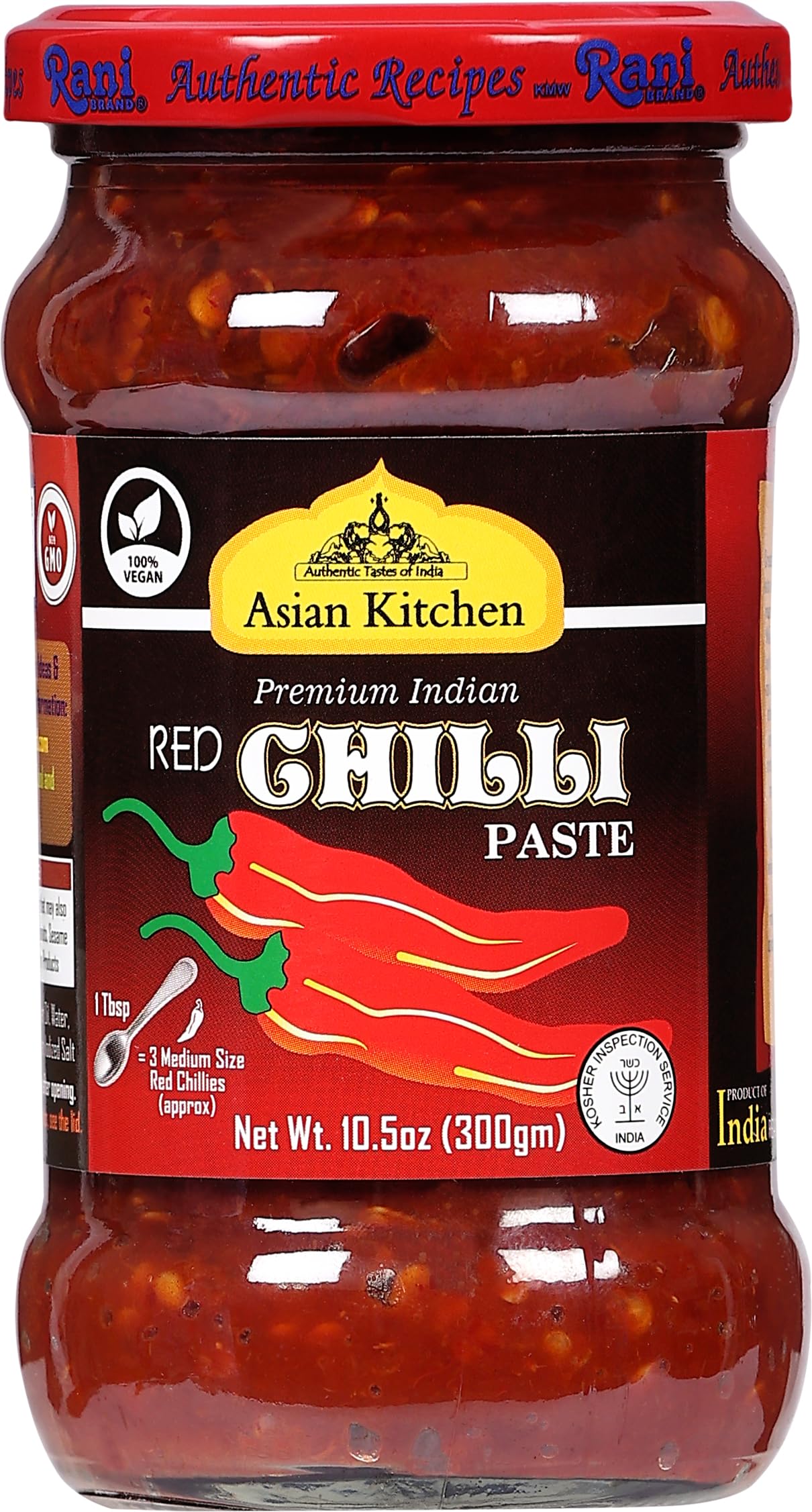 Asian Kitchen Red Chilli Cooking Paste 10.58oz (300g) Glass Jar ~ Vegan | Gluten Free | NON-GMO | No Colors | Indian Origin