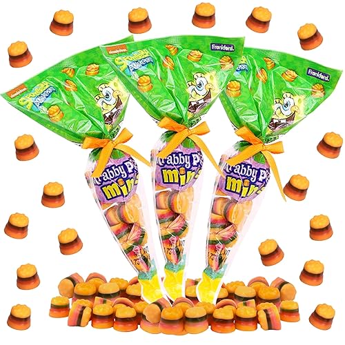 SpongeBob Krabby Patty Candies, Mini Sandwich Gummies, Easter Basket Stuffers and Party Favors, Pack of 3 (1.73 oz Each)