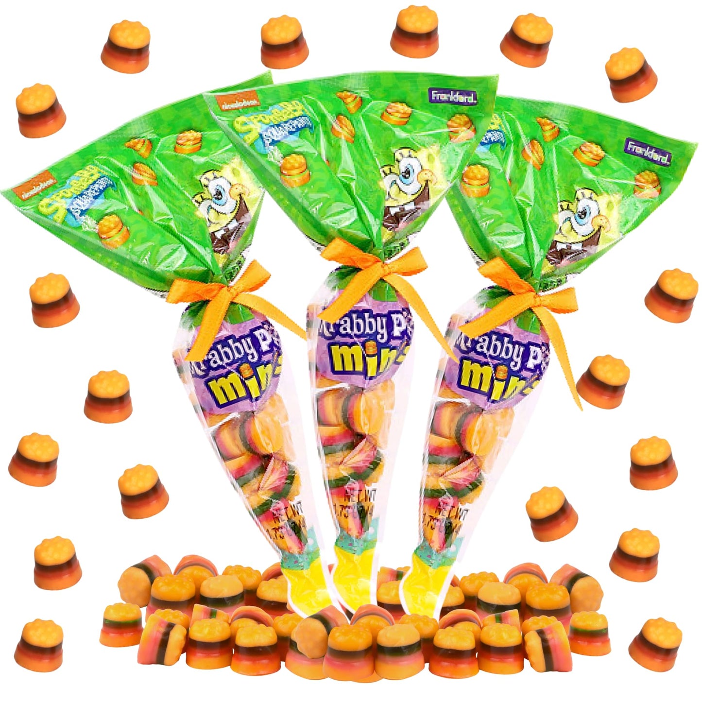 SpongeBob Krabby Patty Candies, Mini Sandwich Gummies, Easter Basket Stuffers and Party Favors, Pack of 3 (1.73 oz Each)