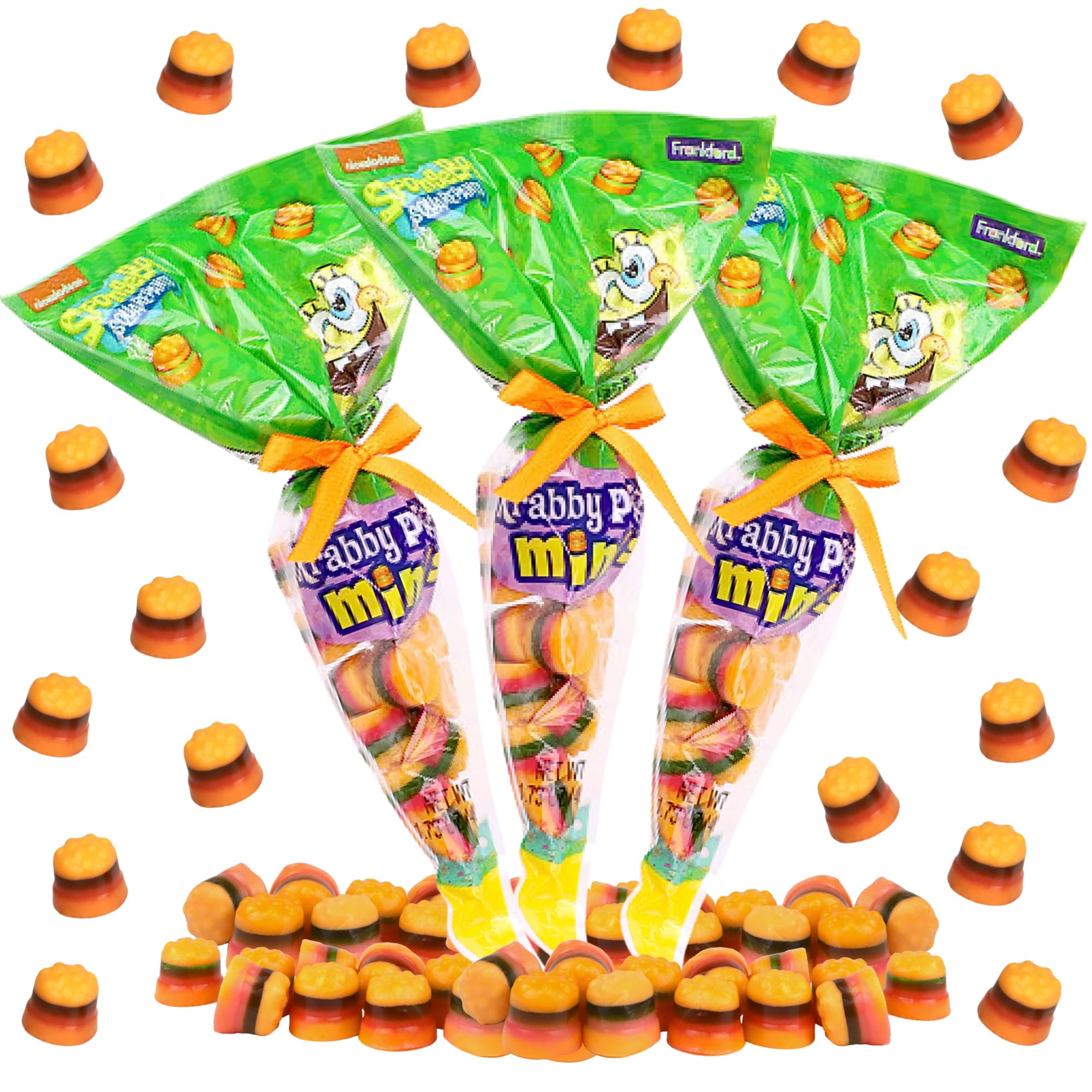 SpongeBob Krabby Patty Candies, Mini Sandwich Gummies, Easter Basket Stuffers and Party Favors, Pack of 3 (1.73 oz Each)