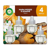 Air Wick Plug-In Scented Oil Refills, 4 Count, Warm Woods & Jasmine, Air Freshener, Essential Oils