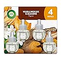 Air Wick Plug-In Scented Oil Refills, 4 Count, Warm Woods & Jasmine, Air Freshener, Essential Oils