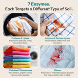 FEBU Enzyme Oxygen Laundry Booster | 7-Enzymes Including DNase | Odor Eliminator & Stain Remover for Sweat, Pet & Musty Odors | Concentrated Powder