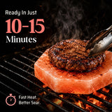 UMAID Sizzle Block™ Himalayan Salt Block 2 Pack (6" Hexagon) - Food Grade Himalayan Salt Slabs for Burgers, Steak, Seafood & Vegetables - Heat
