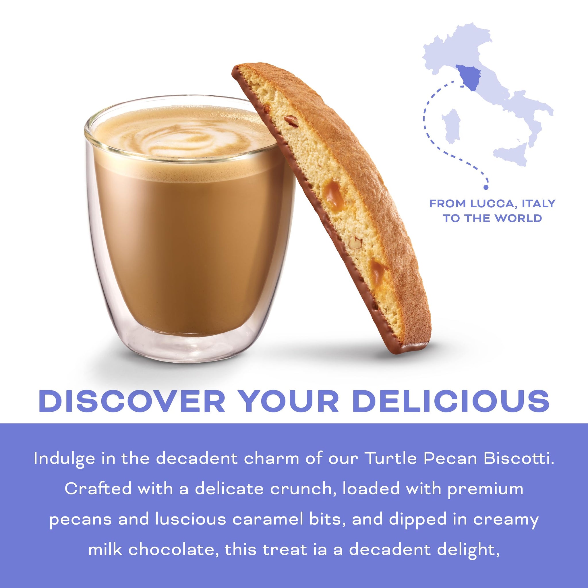 Nonni's Turtle Pecan Biscotti, Individually Wrapped Italian Cookie Snacks, 8 Servings (Pack of 1)
