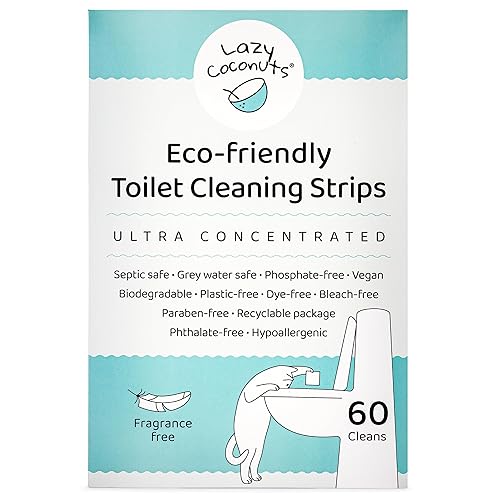 Lazy Coconuts Toilet Bowl Cleaner Strips - 60 Cleans, Plastic-free, Dye-free, With Lemon Essential Oil