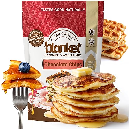 Blanket Pancakes and Waffle Mix - Chocolate Chip Pancake Mix - Just Add Water, No Preservatives - Clean Breakfast Staple with Homestyle Taste - Non-GMO, Comfort Food Classic - 16 oz (1 Pack)