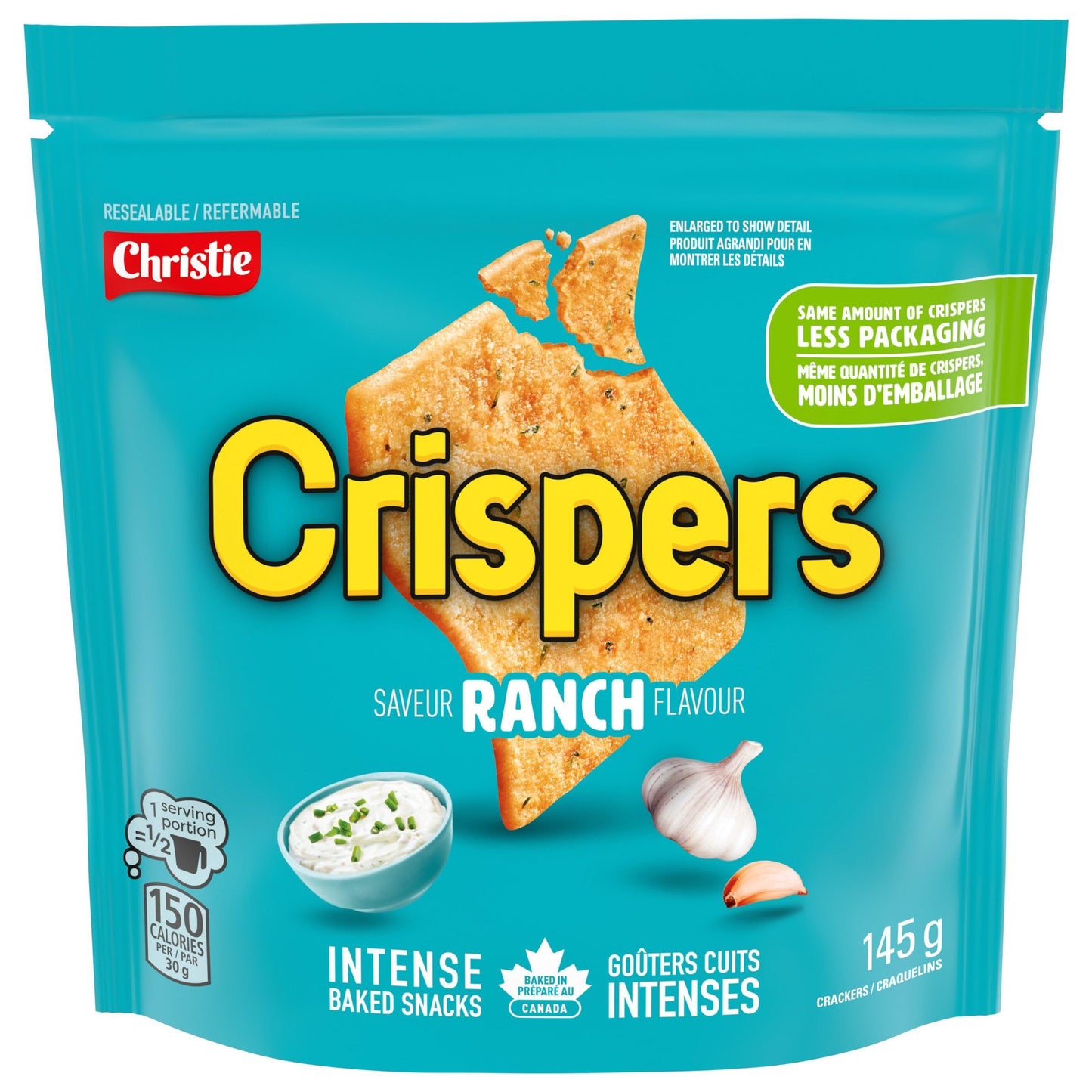 Christie Crispers, Ranch Crackers, 145g/5.1 Ounce, Bag, (Imported from Canada)