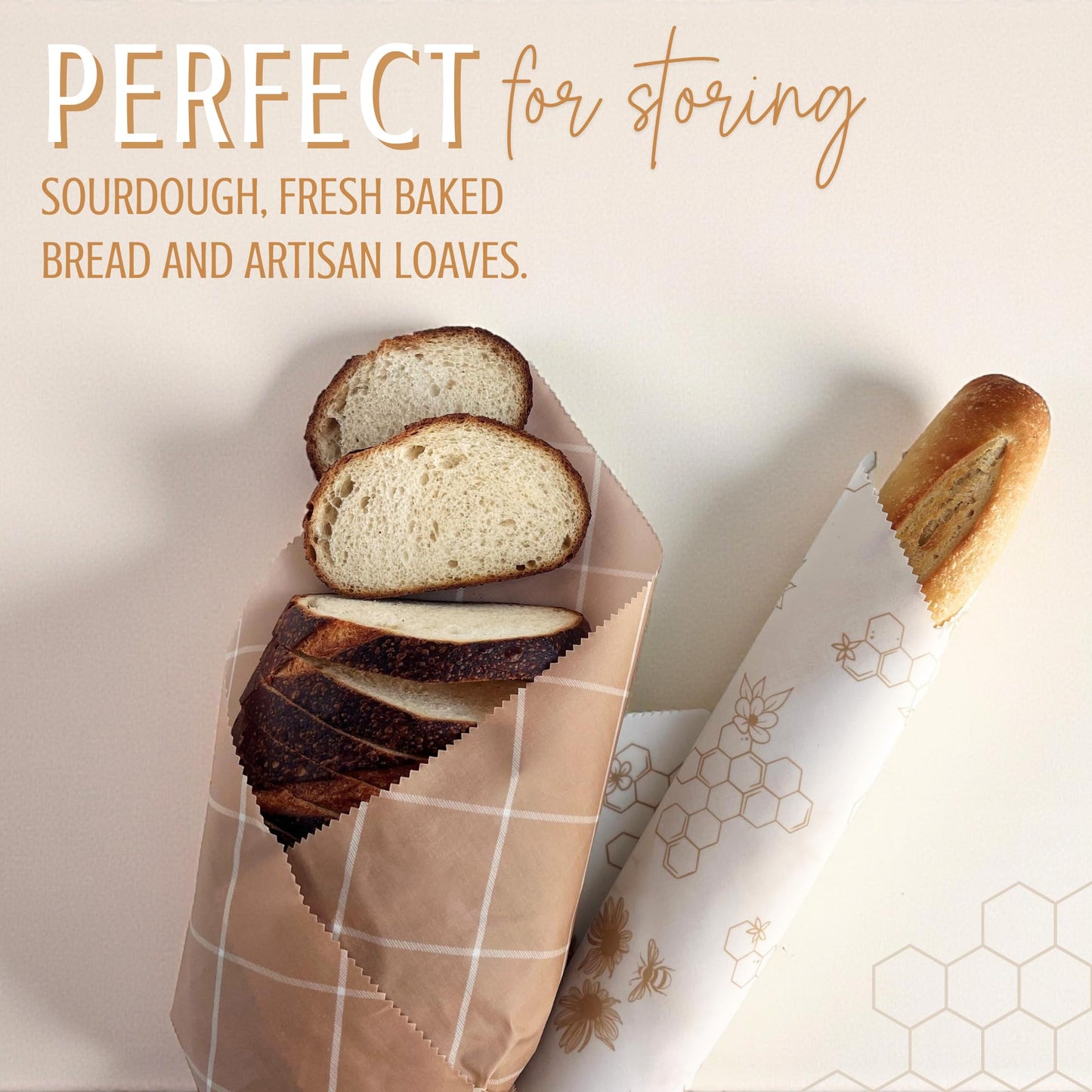 Nectar & Nest Beeswax Wraps for Food - Bread Wraps - Reusable Bread Storage Bags - Organic & Eco-Friendly Alternative to Aluminum Foil, Sourdough Bags